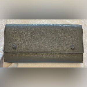 Celine Authentic Blue-Grey Vintage Leather Long Wallet